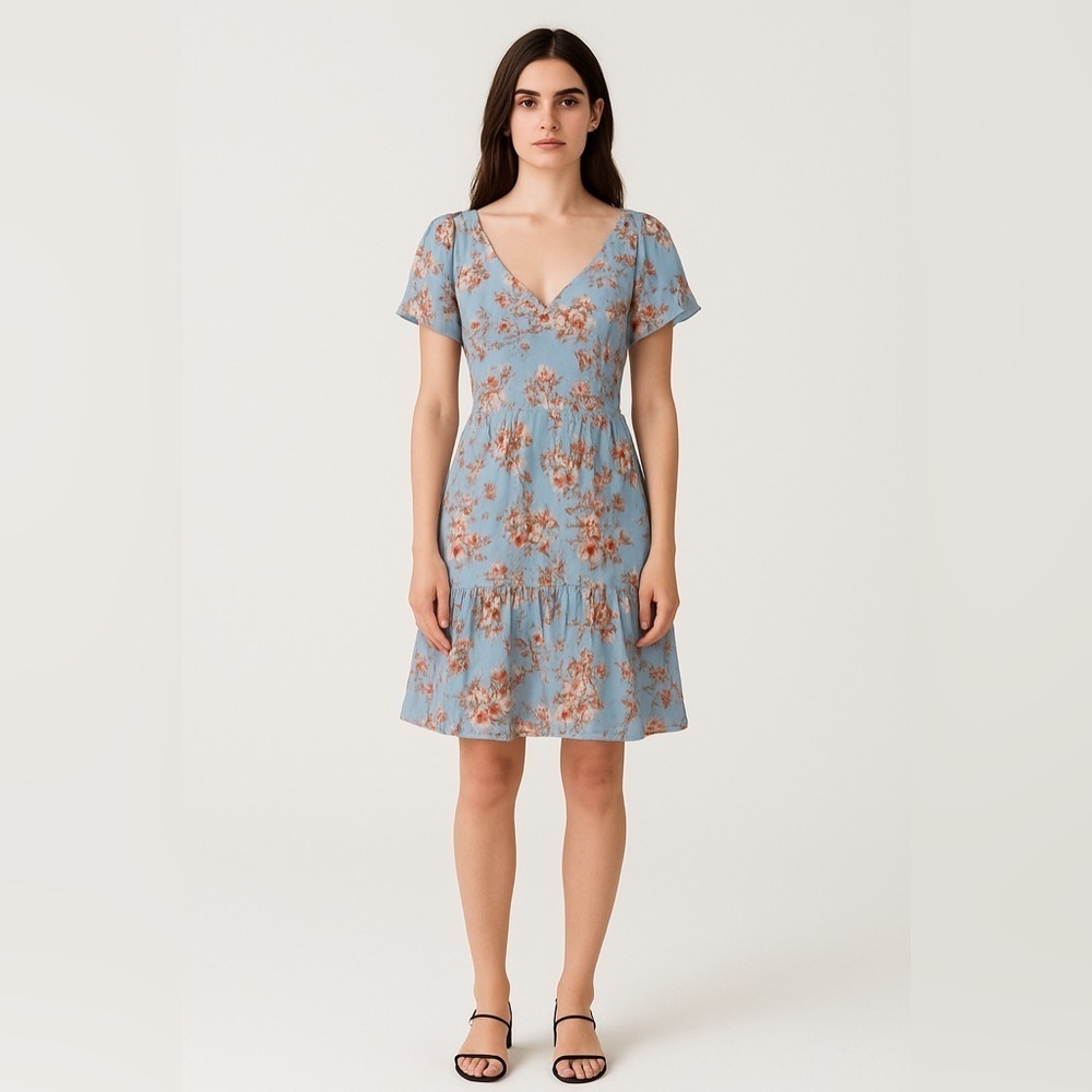 Indulge Short Flounced dress blue flowered size M